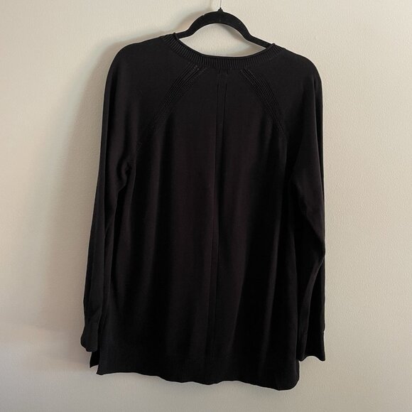 Talbots Petite Women LP Black Knit V-Neck Button Up Raglan Girlfriend Cardigan - Picture 10 of 11